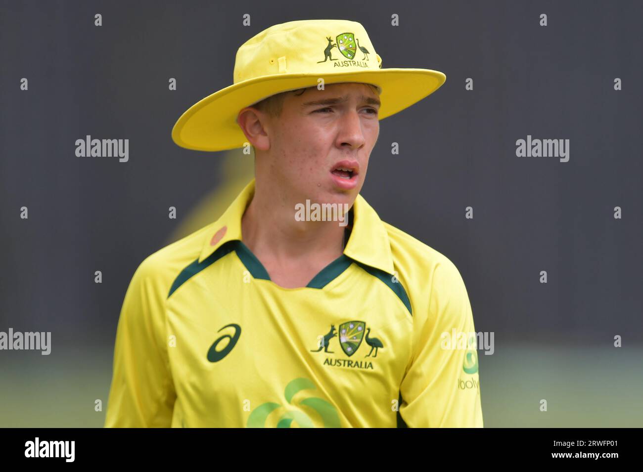 Beckenham, England. 28. August 2023. Cameron Frendo aus Australien U19 während der Youth One Day International gegen England U19 Stockfoto