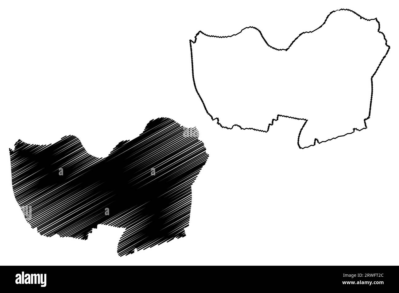 Gemeinde Halderberge (Königreich der Niederlande, Holland, Nordbrabant oder Provinz Noord-Brabant) Kartenvektordarstellung, skizzierte Karte Stock Vektor