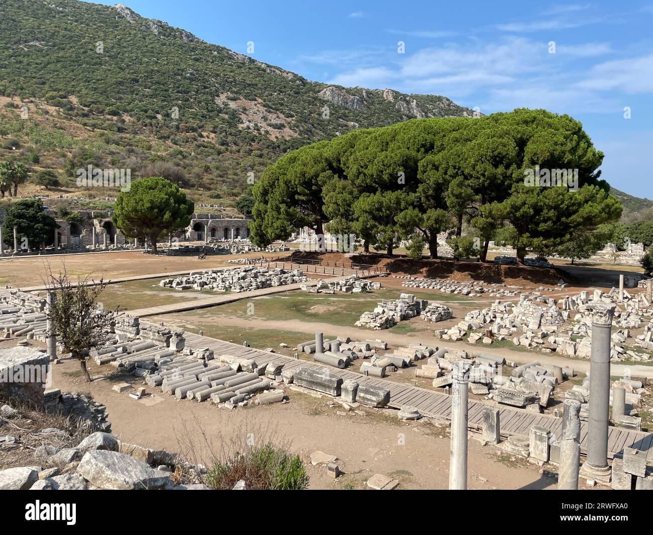 Blick in das historische Ephesus - Selcuk, Türkei - ehemaliger Marktplatz Stockfoto