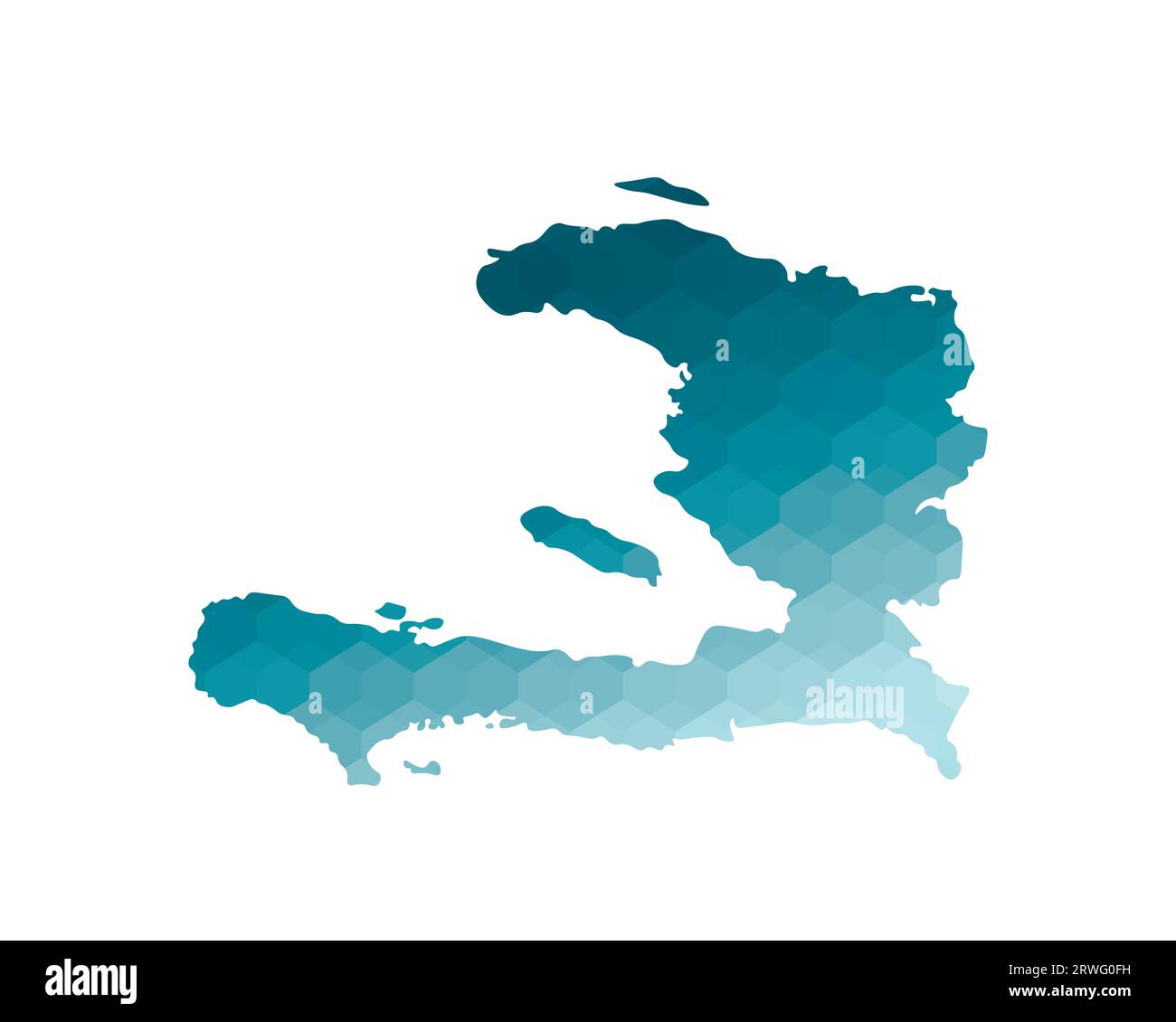 Vektor-isoliertes Illustrationssymbol mit vereinfachter blauer Silhouette der Haiti-Karte. Polygonaler geometrischer Stil. Weißer Hintergrund. Stock Vektor