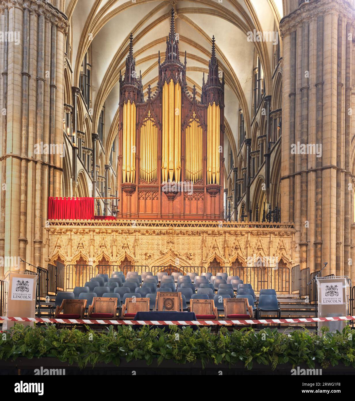 Schauplatz der Preisverleihung der University of Lincoln im Lande der von norman erbauten mittelalterlichen Kathedrale in Lincoln, England. Stockfoto