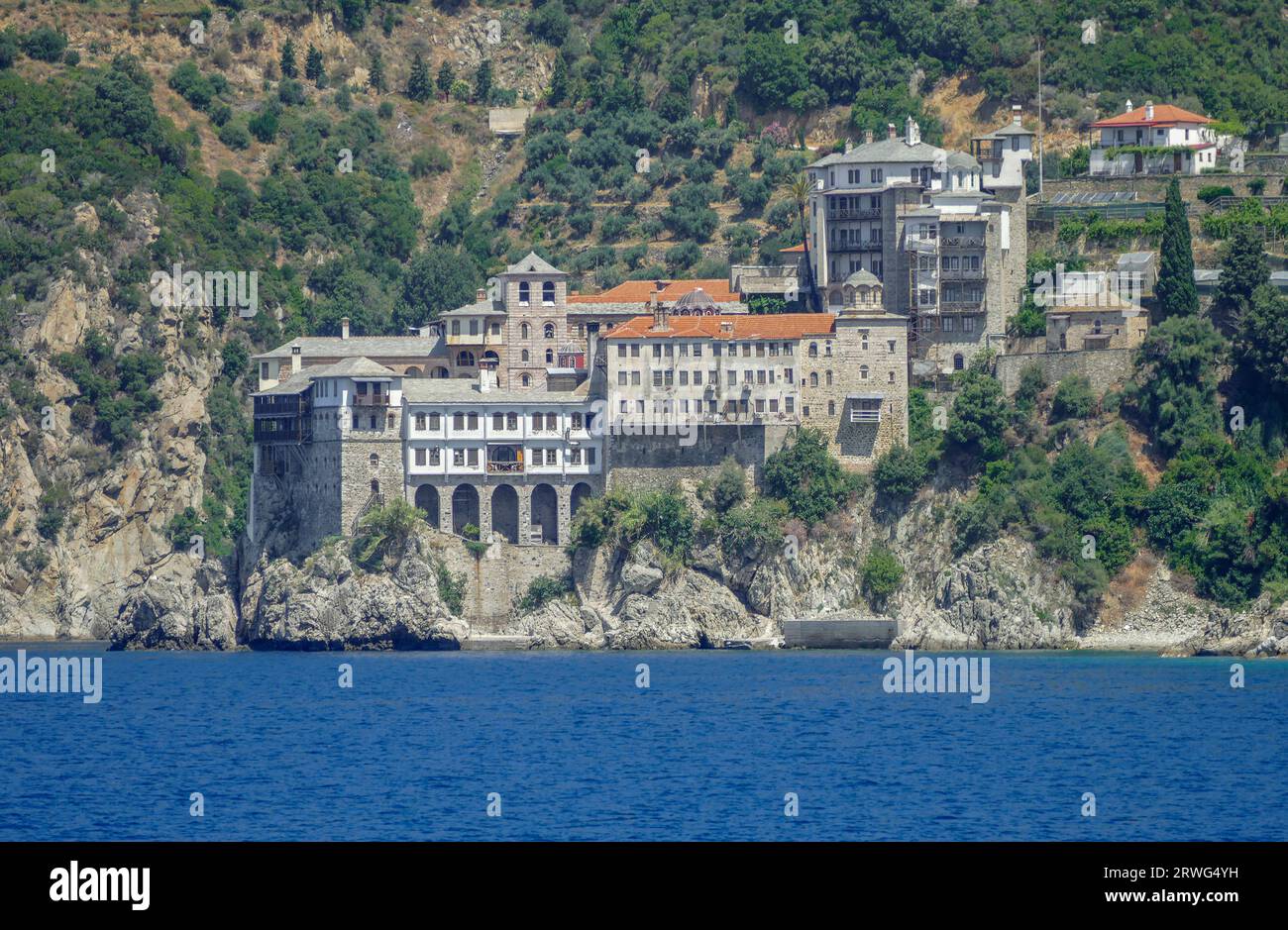 Küstensiedlung um Chalkidiki, eine Halbinsel und ein Teil der Region Zentralmakedonien in Griechenland Stockfoto