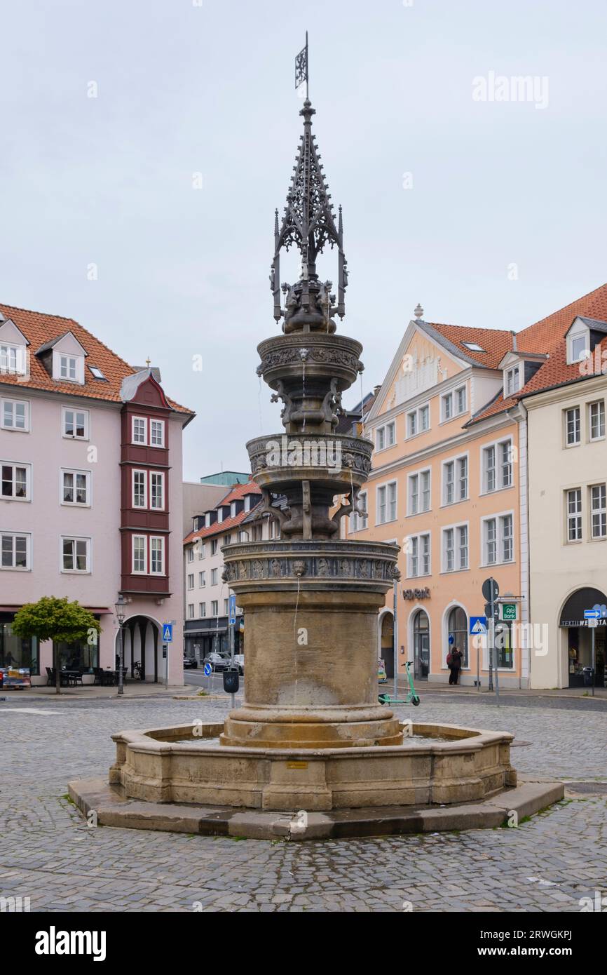 Marktbrunnen am Braunschweiger Altstädter Markt, Stockfoto