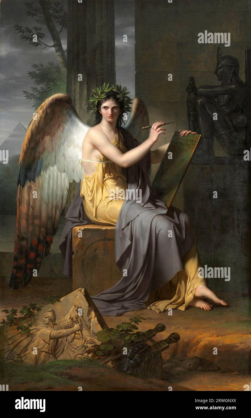 Clio, Muse of History des französischen Künstlers Charles Meynier (ca. 1763-1768-1832), Öl auf Leinwand, 1800 Stockfoto