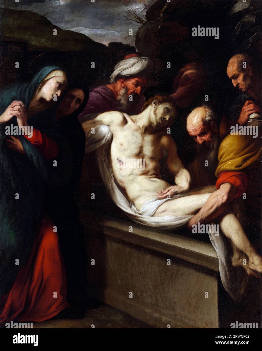 The Entombment of Christ von Daniele Crespi (ca. 1599-1630), Öl auf Leinwand, 1626 Stockfoto