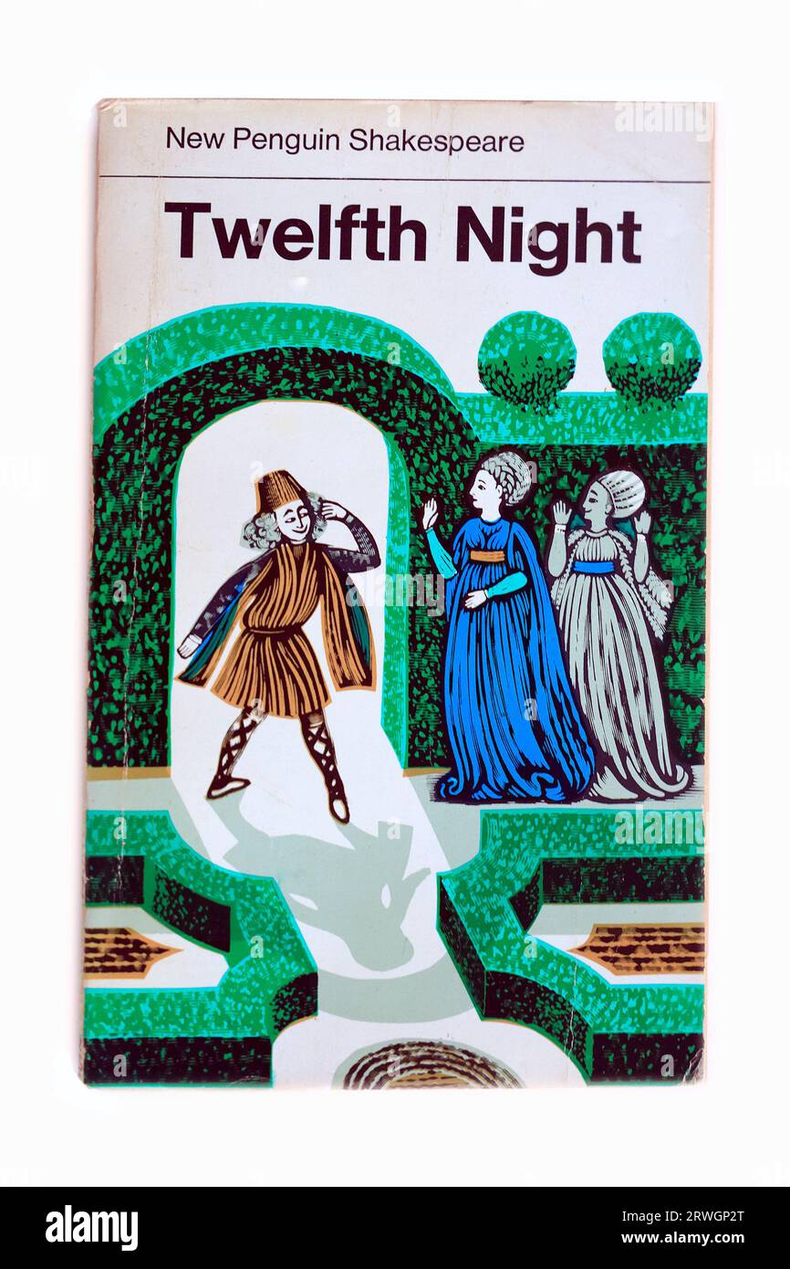 Zwölfte Nacht - William Shakespeare - Buchcover, weißer Hintergrund, Studioeinrichtung. Stockfoto