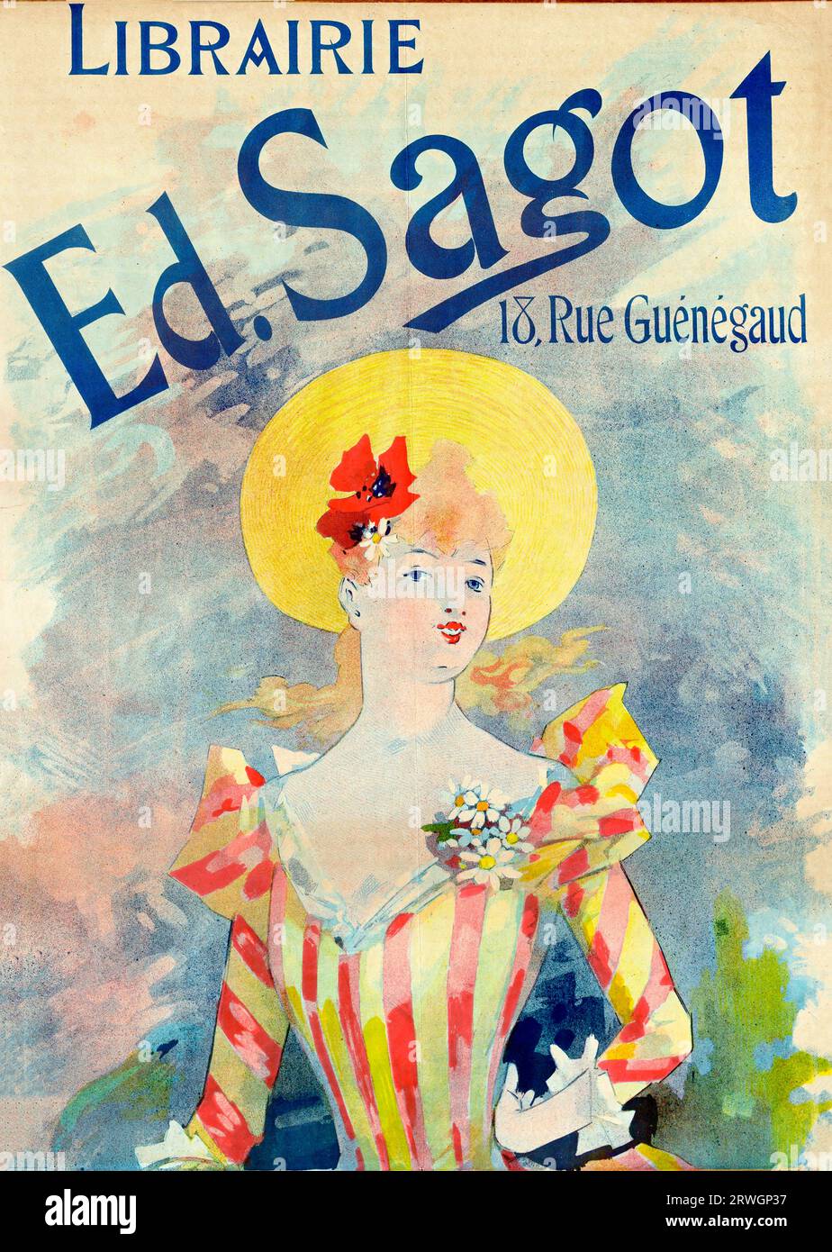 Buchhandlung Ed Sagot Poster von Jules Chéret, Lithographie Stockfoto