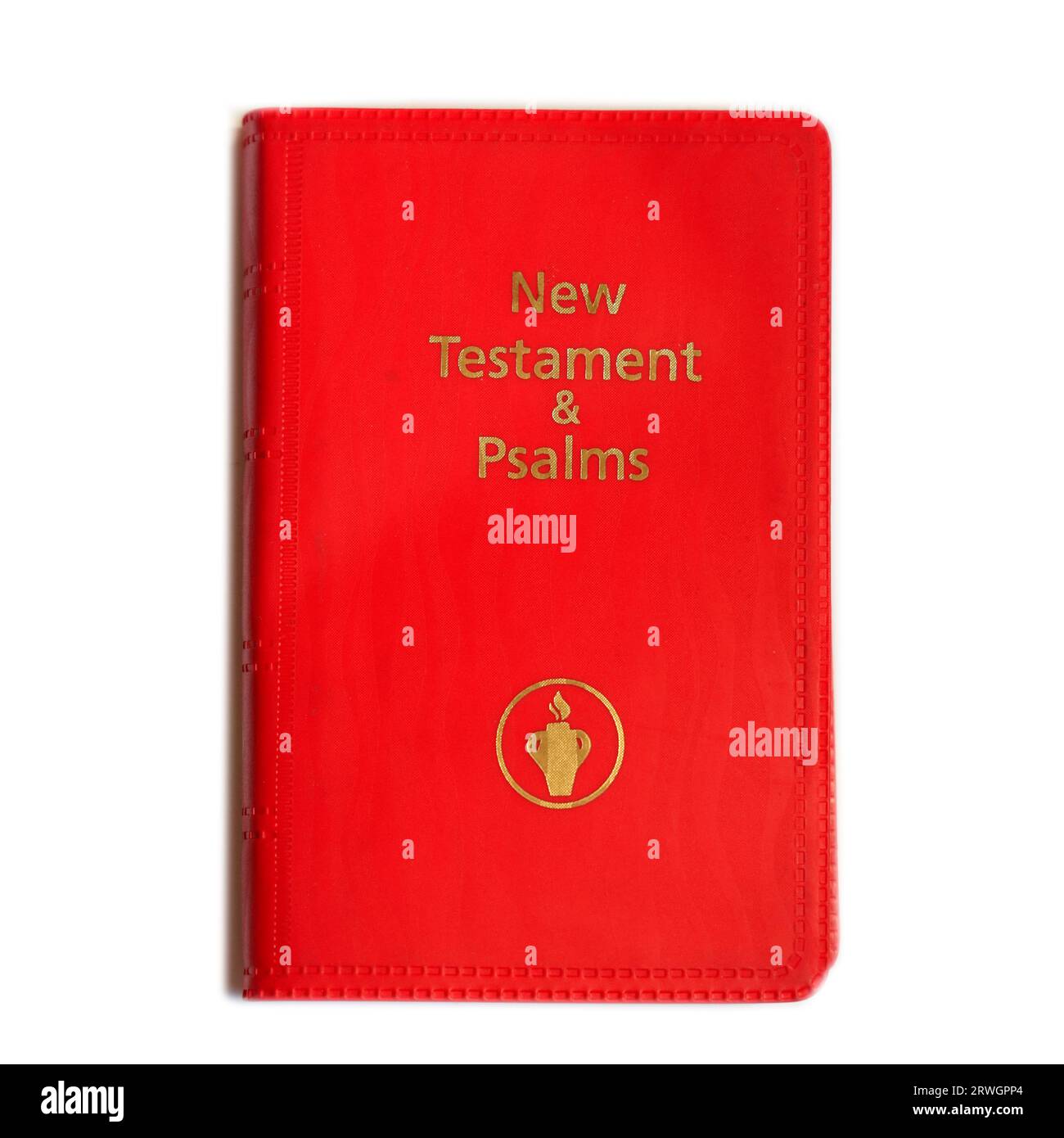 Neues Testament und Psalmen. Religiöses Buch. Bucheinband, weißer Hintergrund, Studioeinrichtung Stockfoto