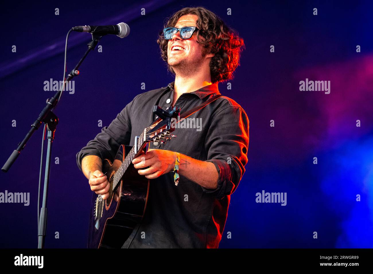 Kyle Falconer of the View tritt live auf dem schottischen Musikfestival auf. Schottische Band aus Dundee, Tartan Heart, Belladrum 2022 Stockfoto