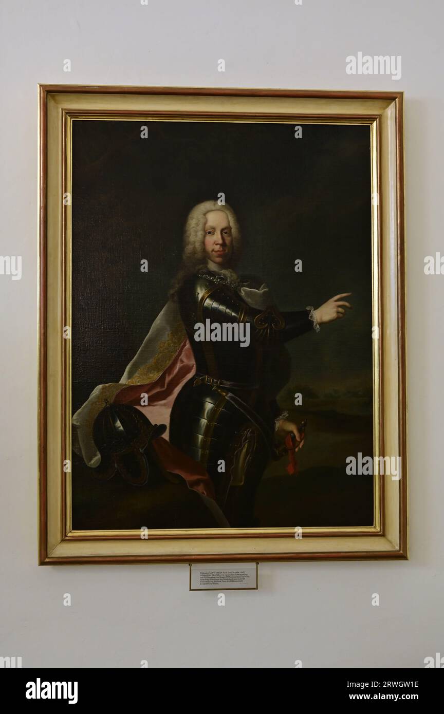 Wien, Österreich. Militärhistorisches Museum Wien. Ölgemälde Feldmarschall Wirch Graf Daun 1669-1741 Stockfoto