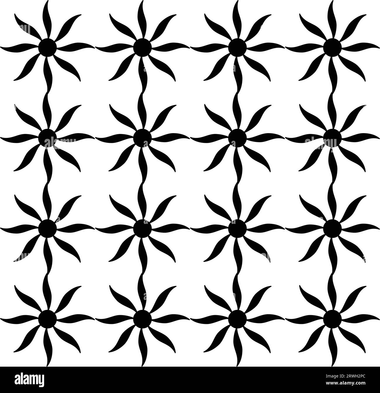 Abstraktes nahtloses Muster mit Silhouetten in Schwarz und weiß. Sich wiederholender monochromer Hintergrund mit Blumenmuster. Endlose Drucktextur. Stoffdesign. Stock Vektor