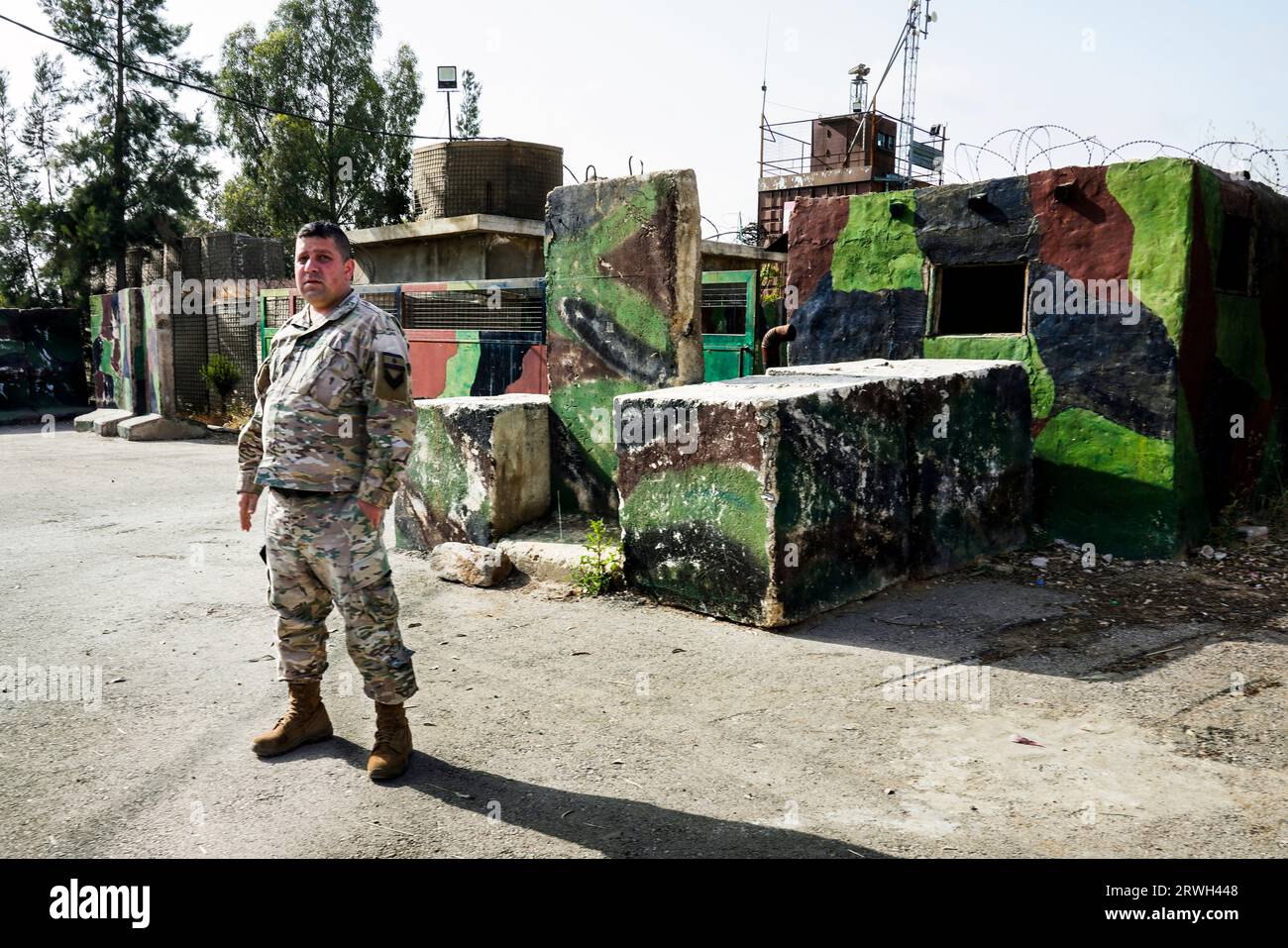 Grenzposten der libanesischen Armee an der nordlibanesischen Grenze zu Syrien. Stockfoto