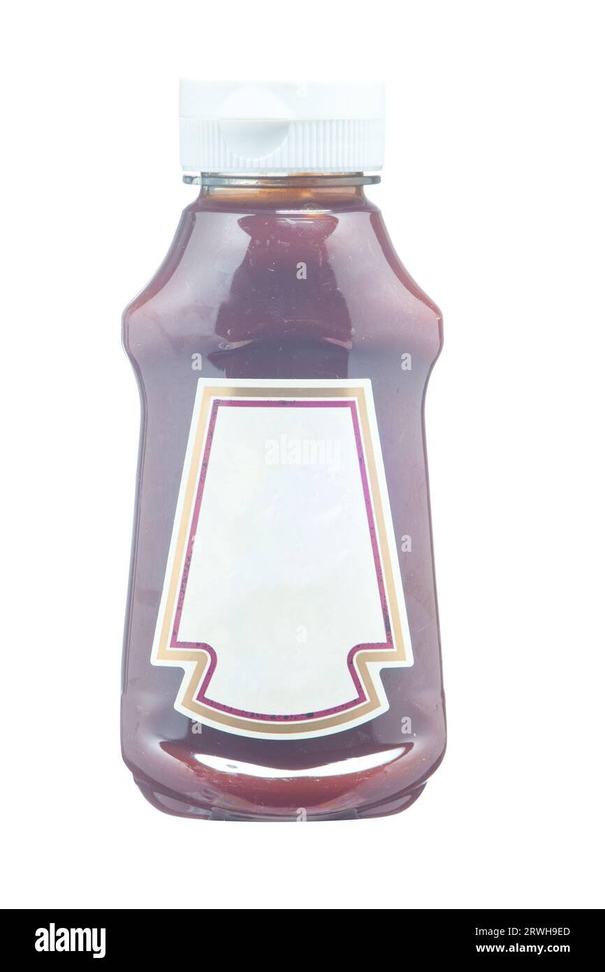 Klassisches Barbecue mit rauchiger und würziger Dip-Sauce isoliert auf weißem Hintergrund Stockfoto
