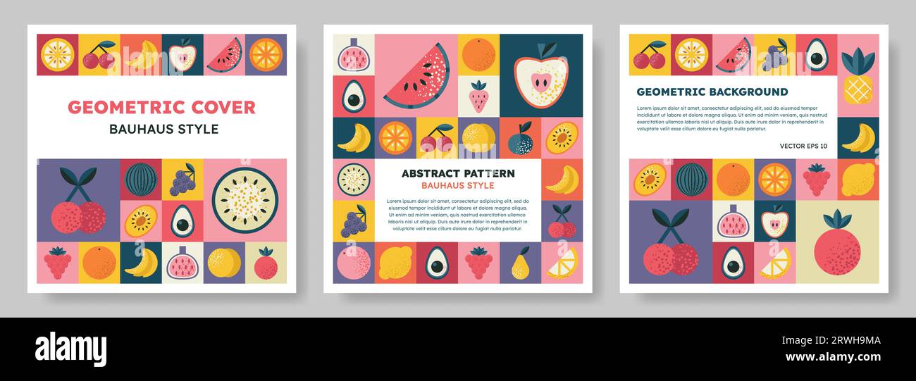 Hintergrundbilder mit abstraktem geometrischem Bauhaus-Muster. Stock Vektor