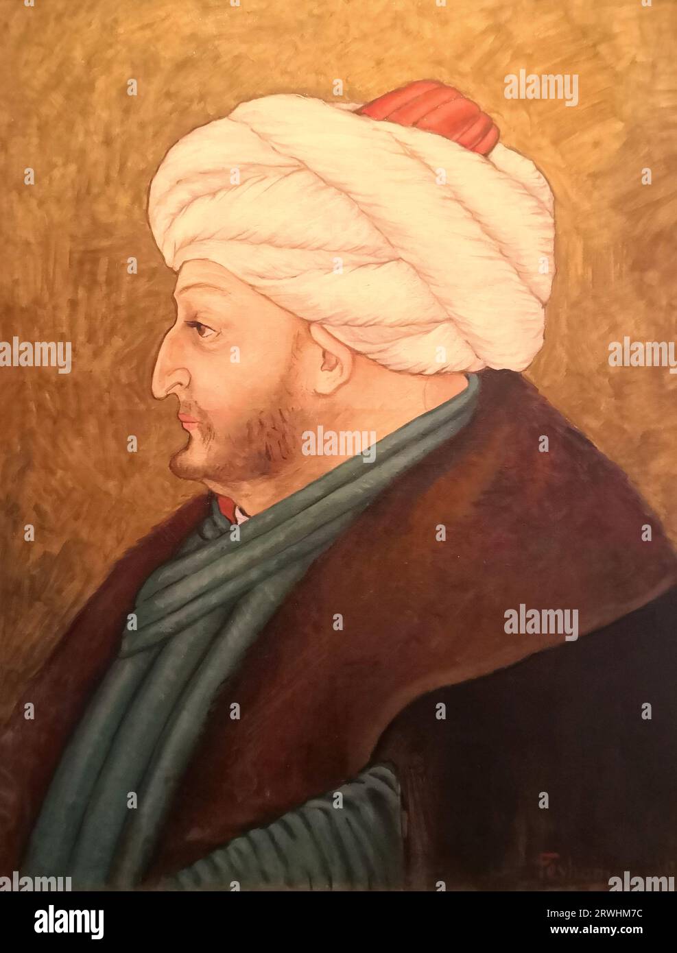 Mehmed der Eroberer, Porträt von Fatih Sultan Mehmet, osmanischer Kaiser im Sakip Sabanci Museum Stockfoto