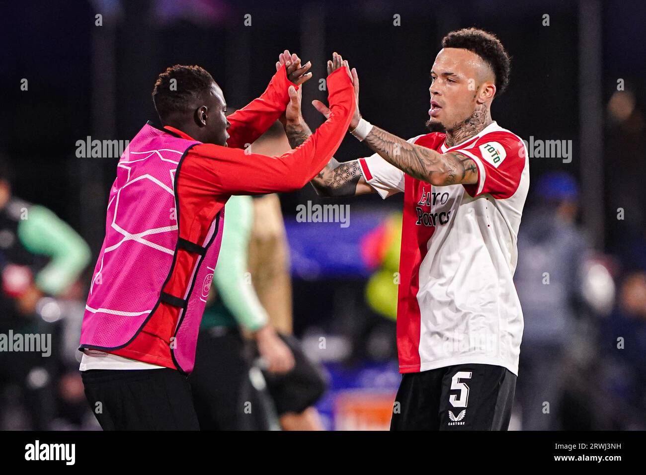 Rotterdam, Niederlande. September 2023. ROTTERDAM, NIEDERLANDE - 19. SEPTEMBER: Quilindschy Hartman aus Feyenoord feiert am 19. SEPTEMBER 2023 im Stadion Feyenoord in Rotterdam, Niederlande, während des UEFA Champions League Gruppe E-Spiels zwischen Feyenoord und Celtic. (Foto von Andre Weening/Orange Pictures) Kredit: Orange Pics BV/Alamy Live News Stockfoto