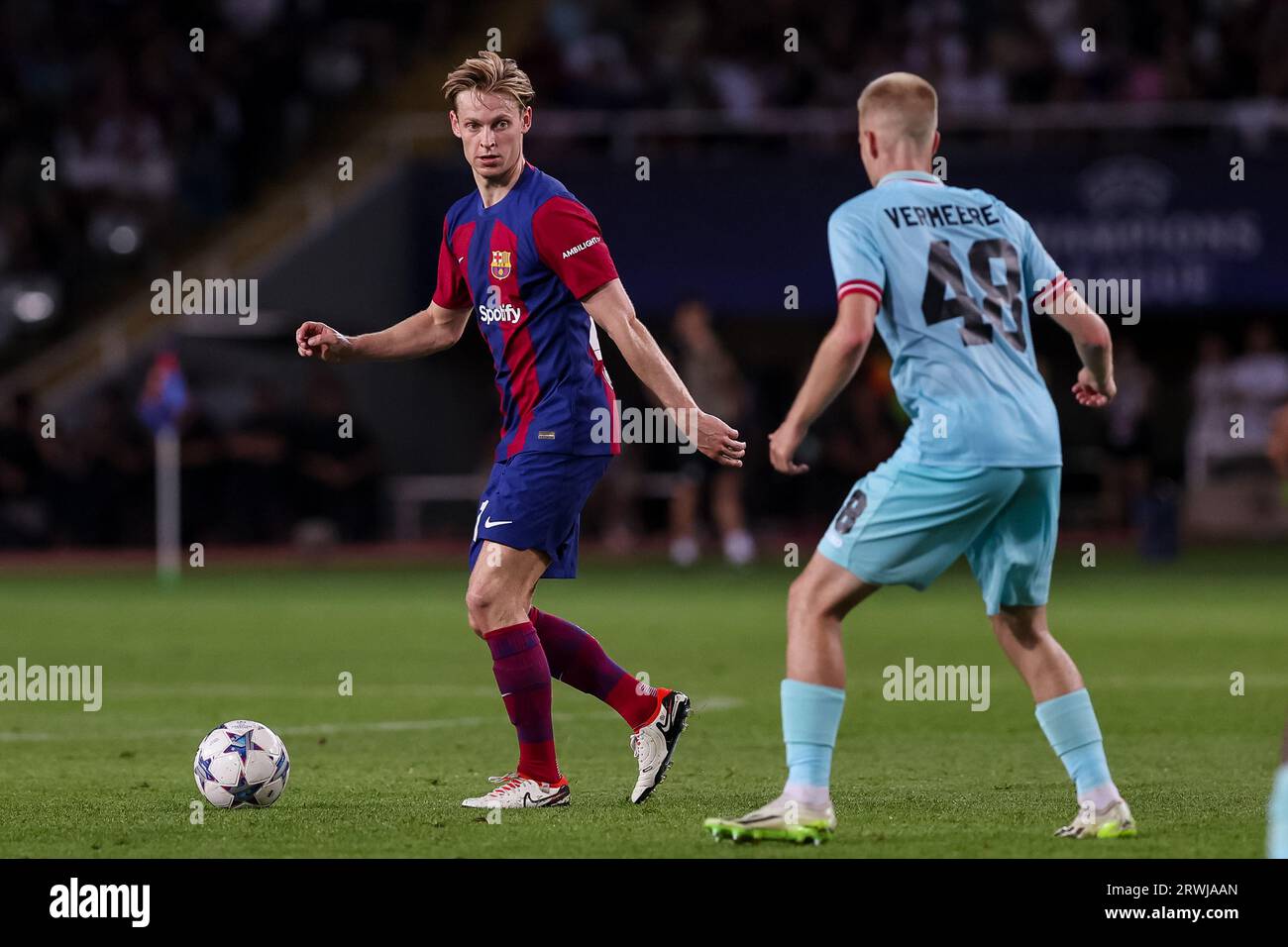 Barcelona, Spanien. September 2023. BARCELONA, SPANIEN - 19. SEPTEMBER: Während des UEFA Champions League-Spiels zwischen dem FC Barcelona und Royal Antwerp FC bei den Estadi Olimpic Lluis Companys am 19. SEPTEMBER 2023 in Barcelona, Spanien Credit: DAX Images/Alamy Live News Stockfoto