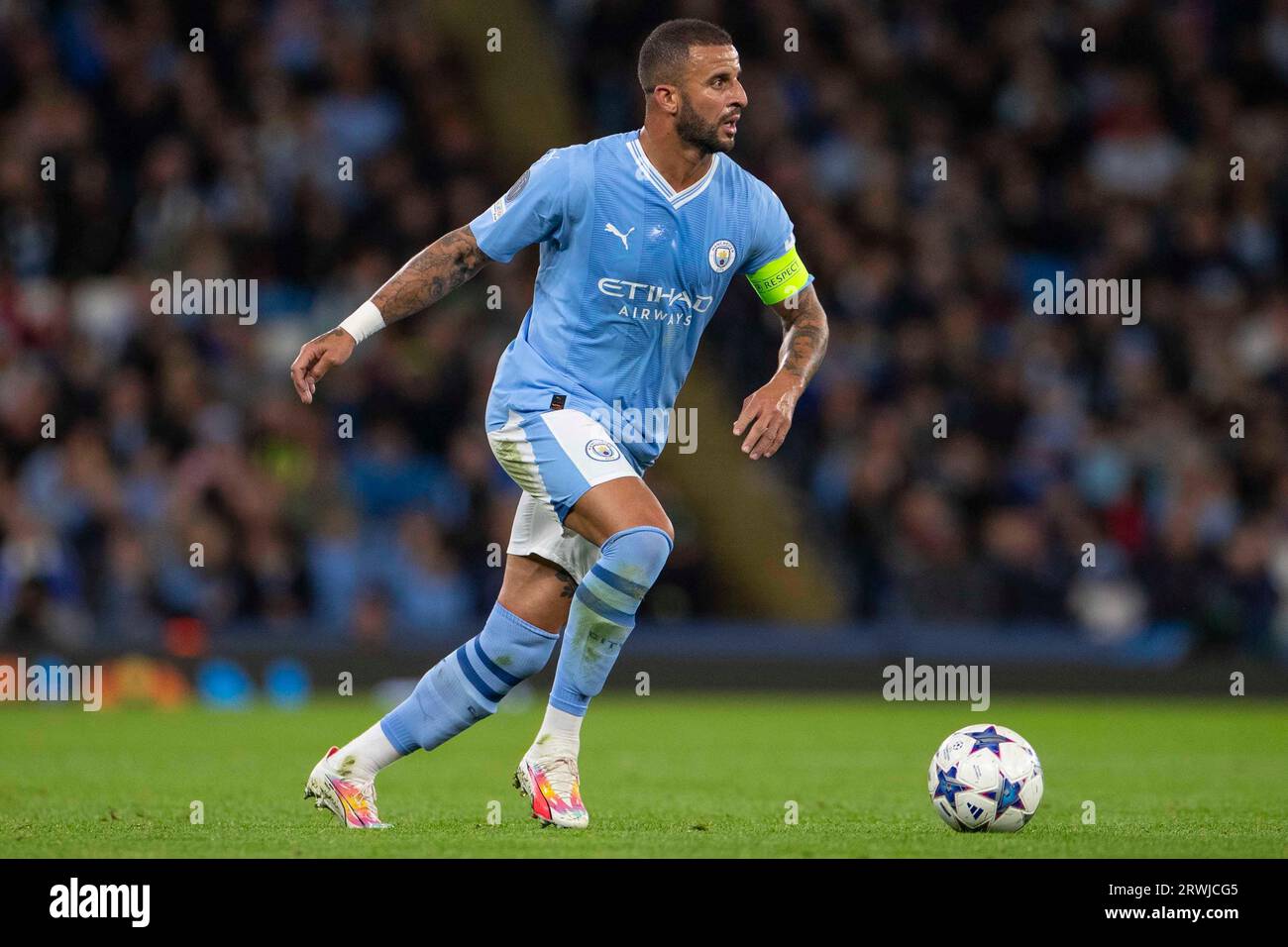 Kyle Walker #2 von Manchester City während des UEFA Champions League Group G Spiels zwischen Manchester City und FK Crvena Zvezda im Etihad Stadium, Manchester am Dienstag, den 19. September 2023. (Foto: Mike Morese | MI News) Credit: MI News & Sport /Alamy Live News Stockfoto