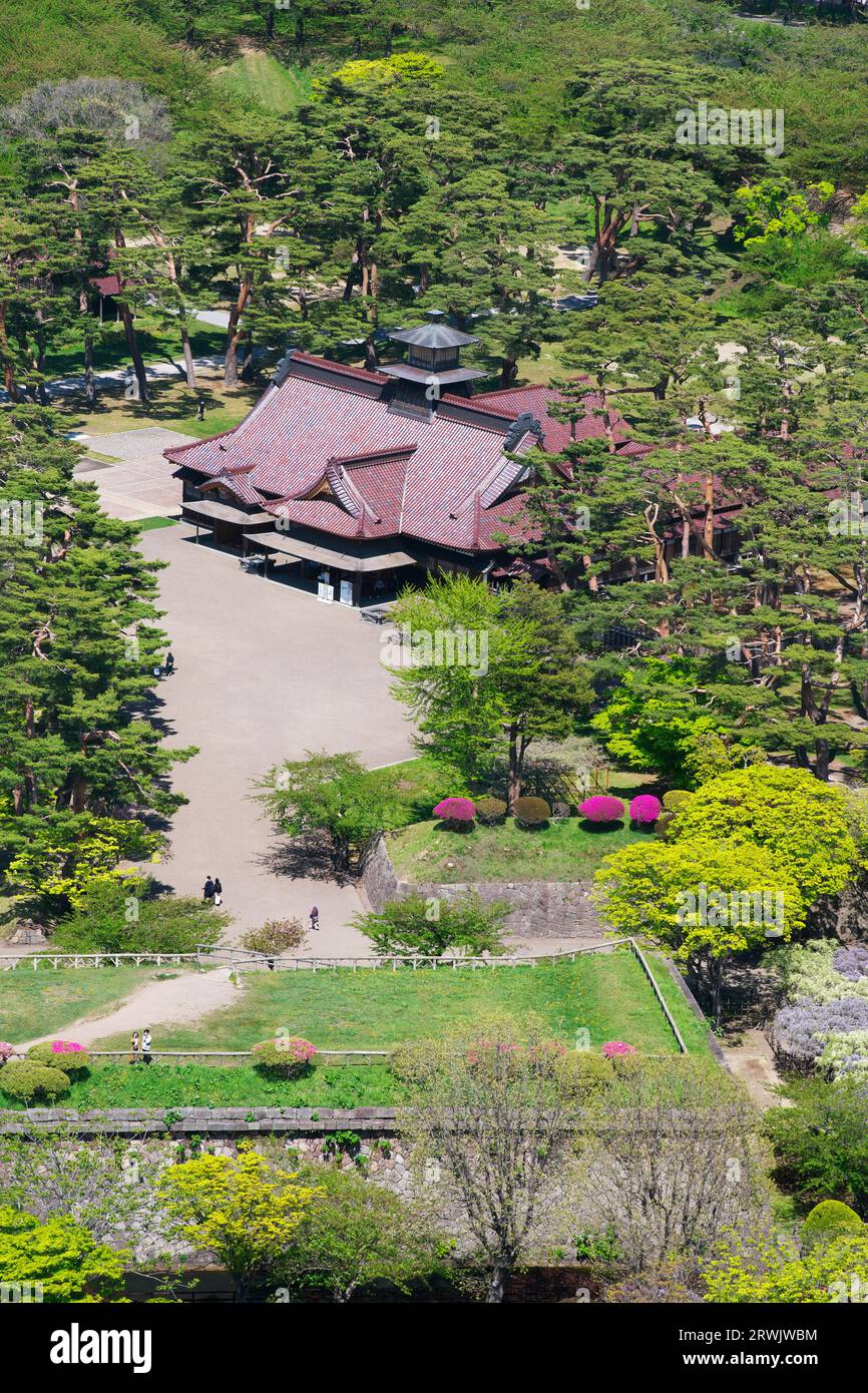 Goryokaku Park vom Goryokaku Tower aus gesehen Stockfoto