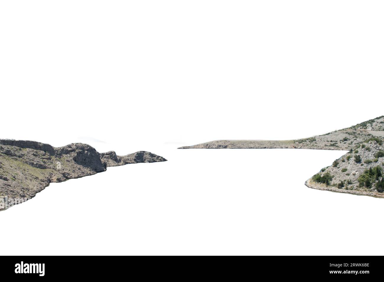 Panorama der felsigen Küste auf transparentem Hintergrund Stockfoto
