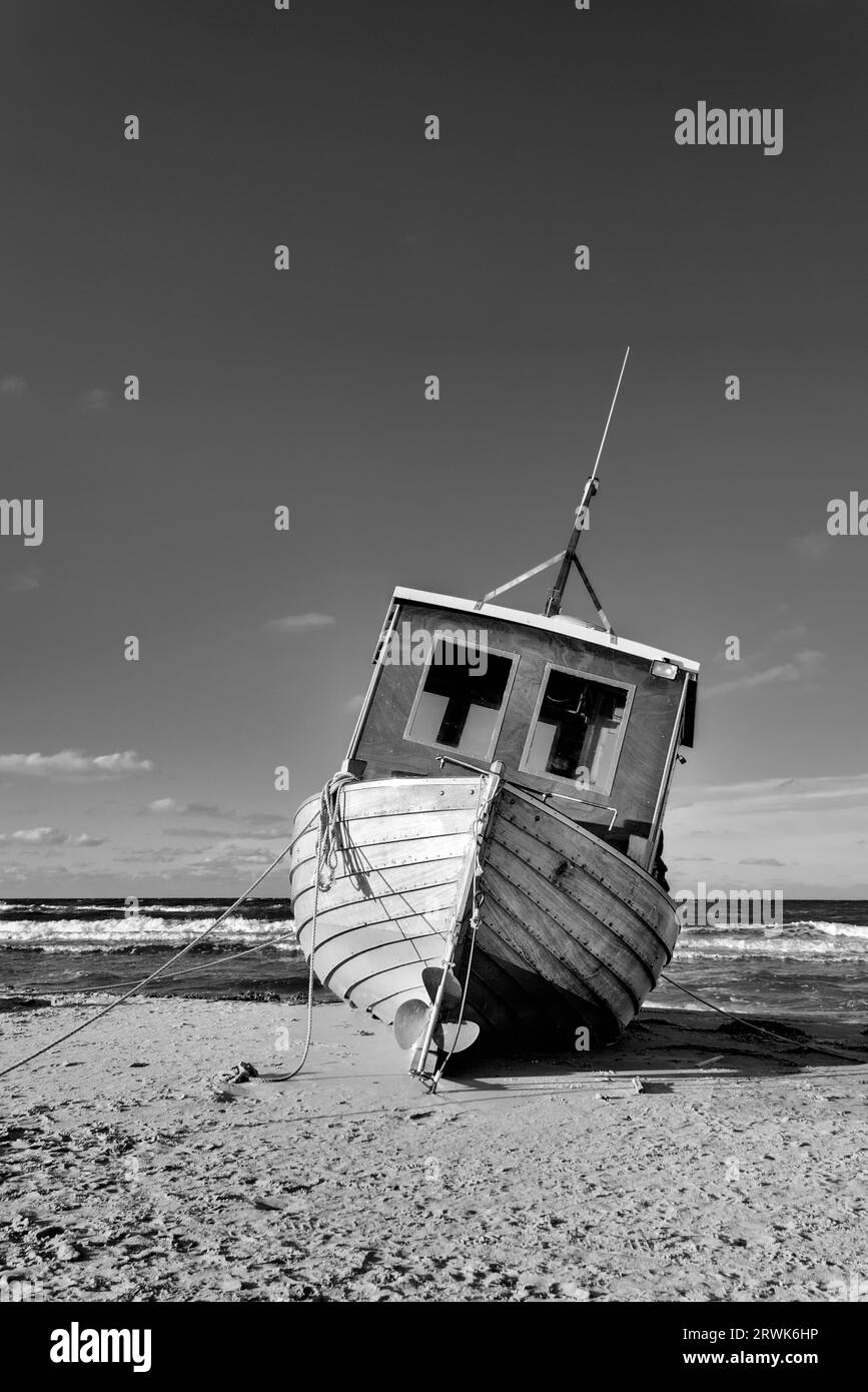 Angelausstecher am Strand von Ahlbeck, Usedom Island Stockfoto