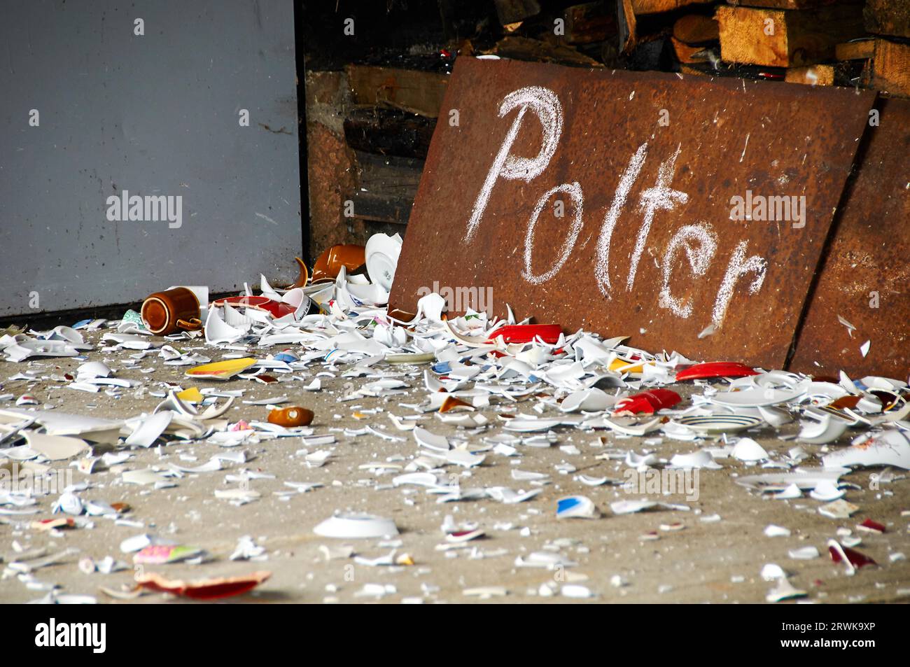 Scherben bringen Glück Stockfoto