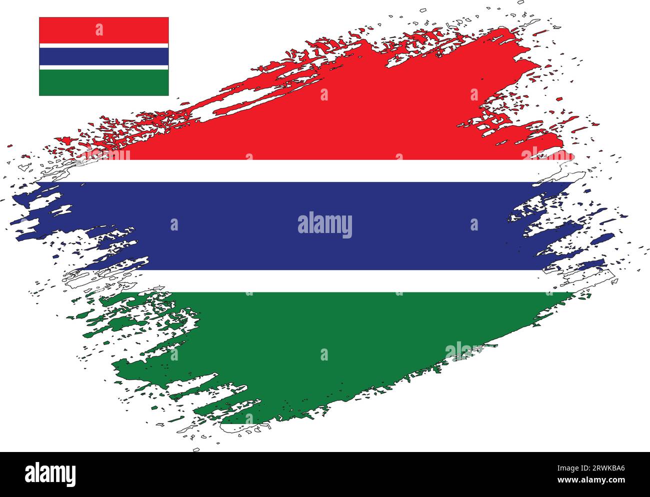 Pinsel Design Gambia Flagge Vektor Stock Vektor