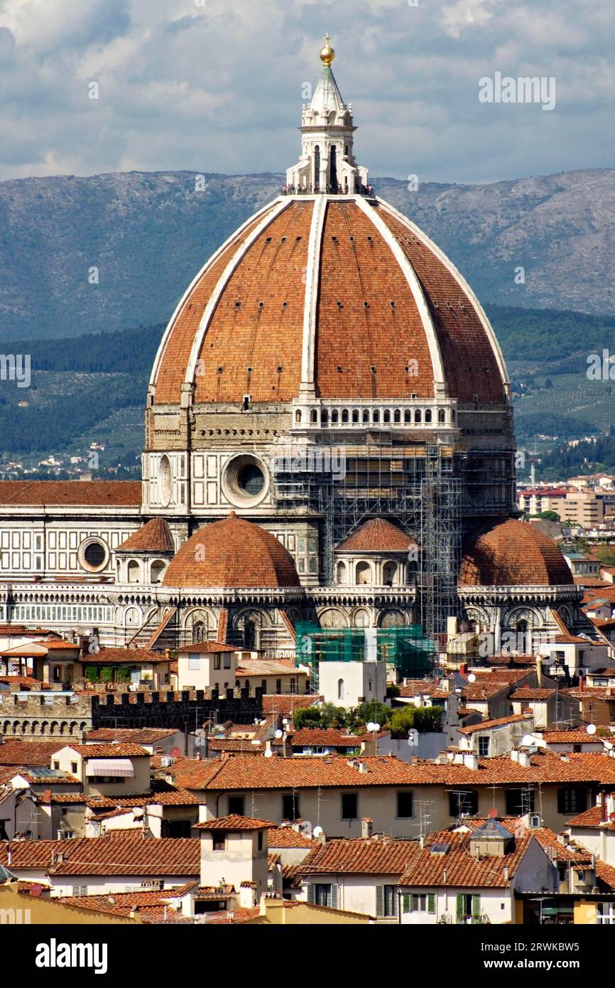 Die Kathedrale von Florenz mit ihrer Kuppel von Brunelleschi Stockfoto