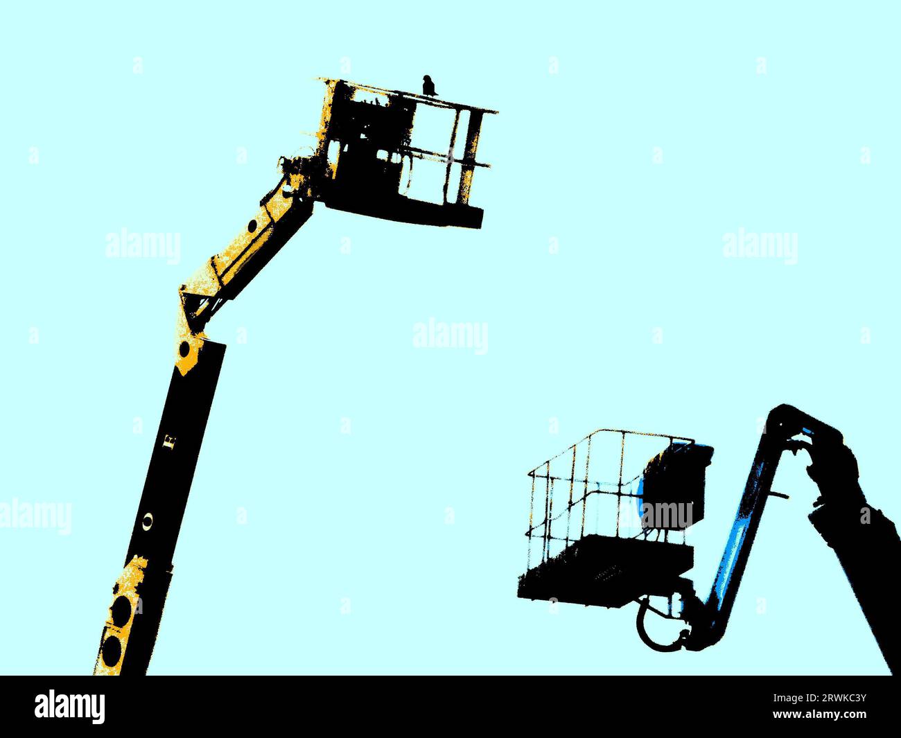 Zwei Kraniche, verfremdet wie Silhouetten Stockfoto