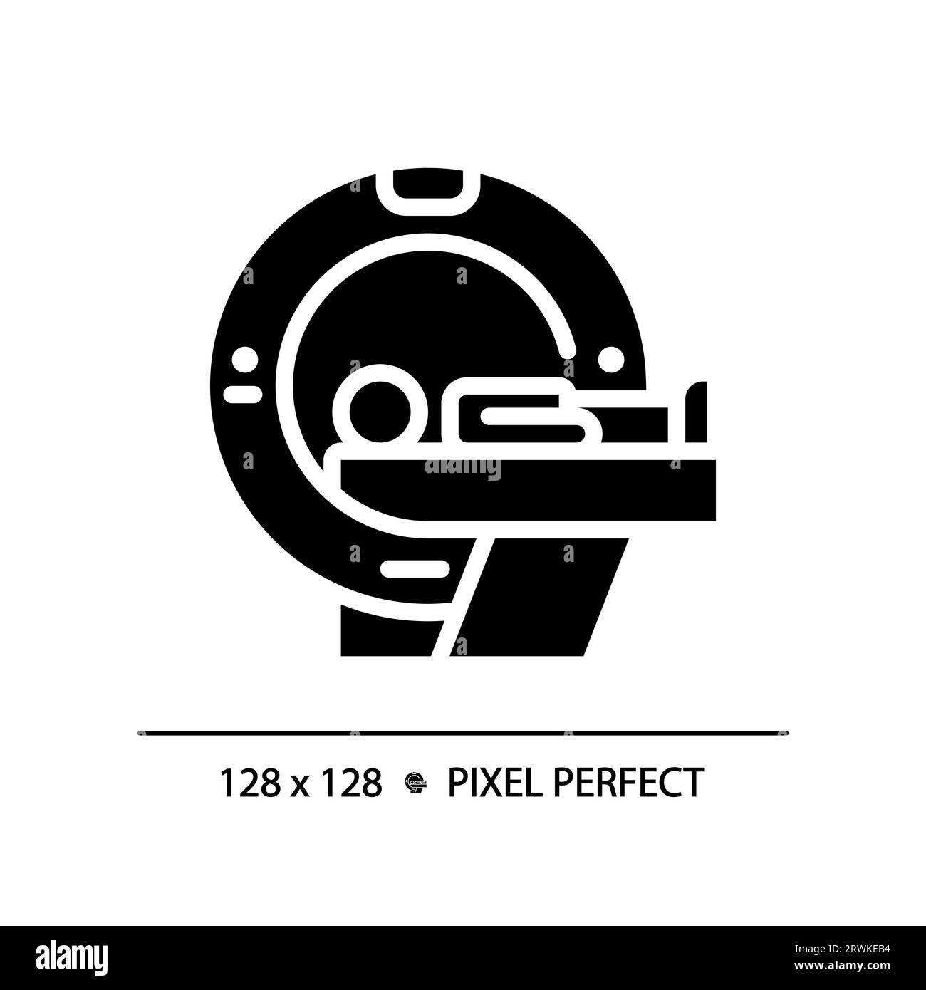 CT-Scan-Pixel-Symbol mit perfekter schwarzer Glyphe Stock Vektor