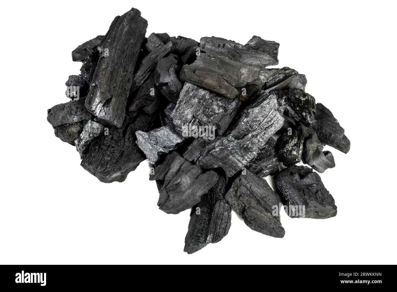 Holzkohle isoliert auf weißem Hintergrund Stockfoto