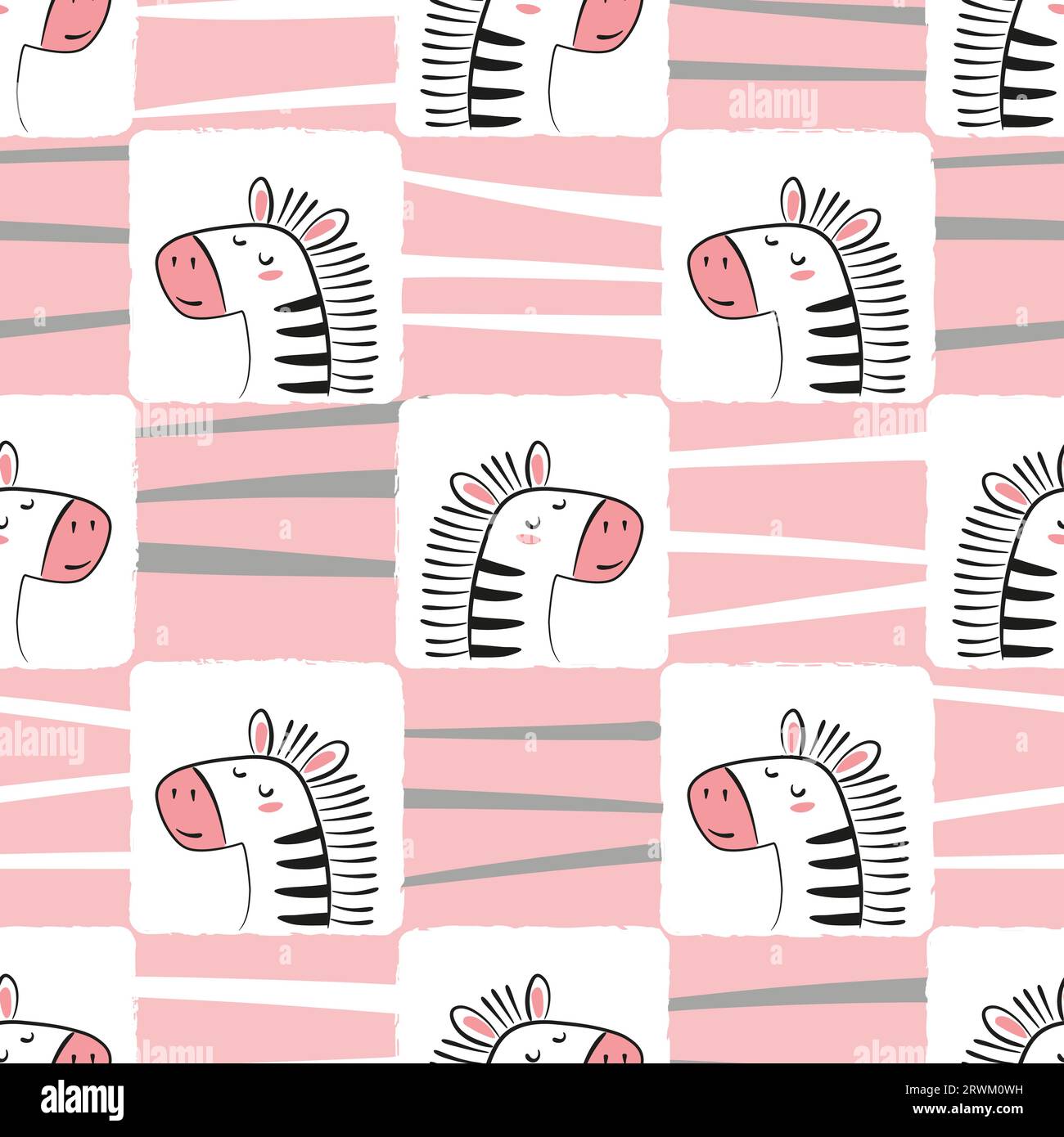 Nahtloses kindliches Muster mit süßen Zebras. Vektor-Kinderdruck für Textilien Stock Vektor