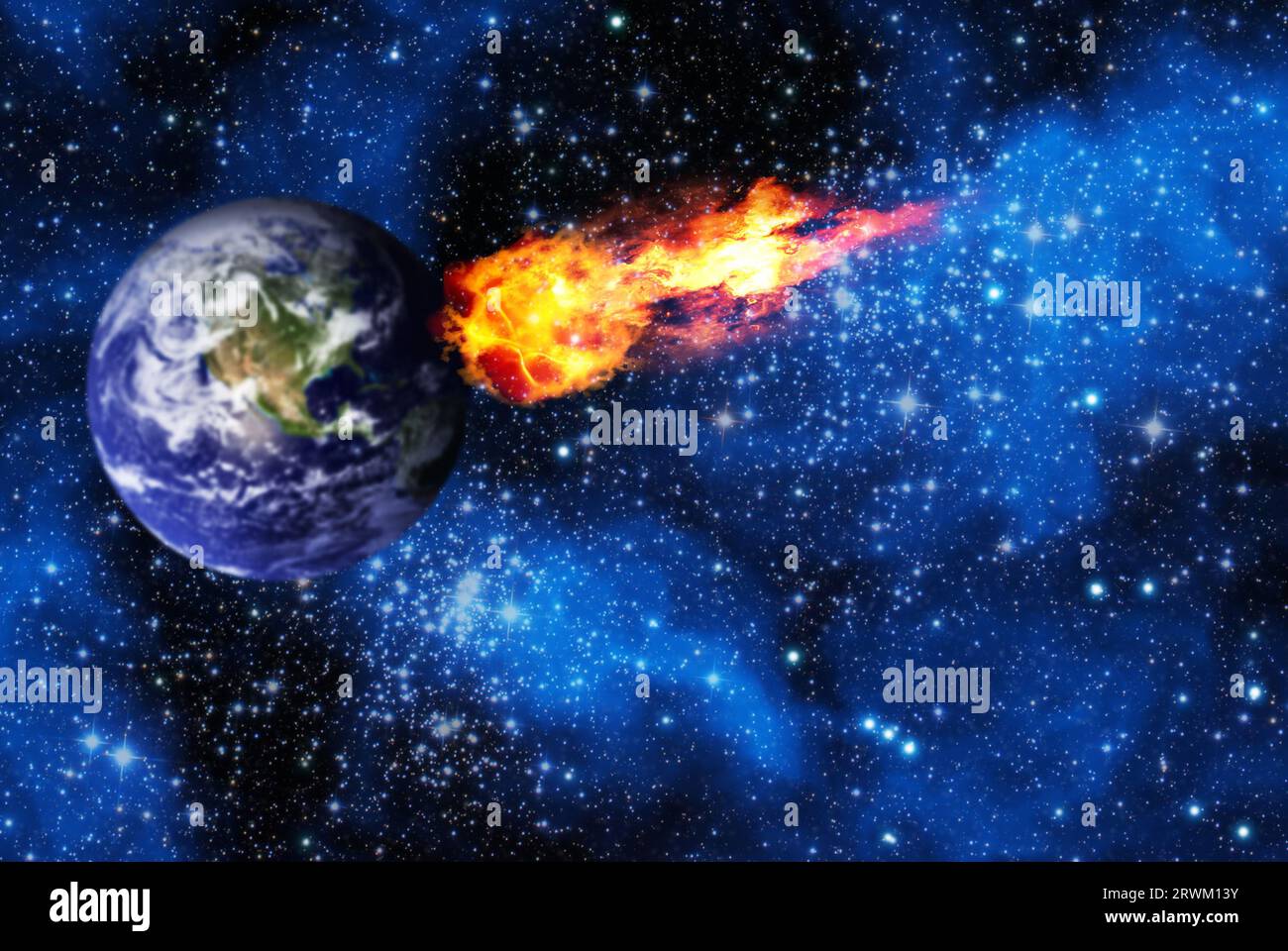 Komet trifft auf den Planeten Erde Stockfoto