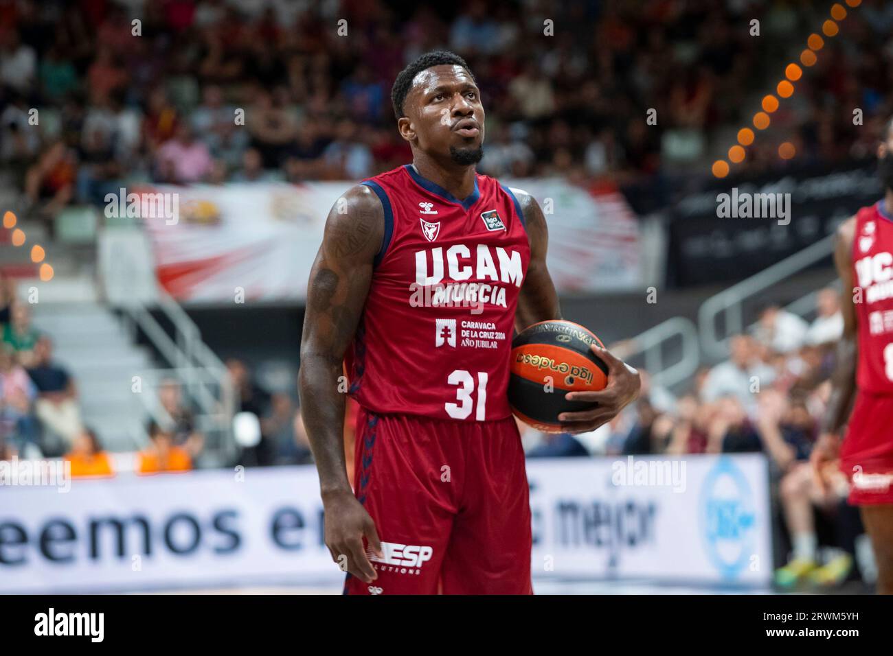 Murcia Region von Murcia Spanien 16. September 2023. Dylan Ennis Escolta Estanidense von Ucam Murcia während des Spiels UCAM Murcia CB gegen Unicaja Baloncesto Stockfoto