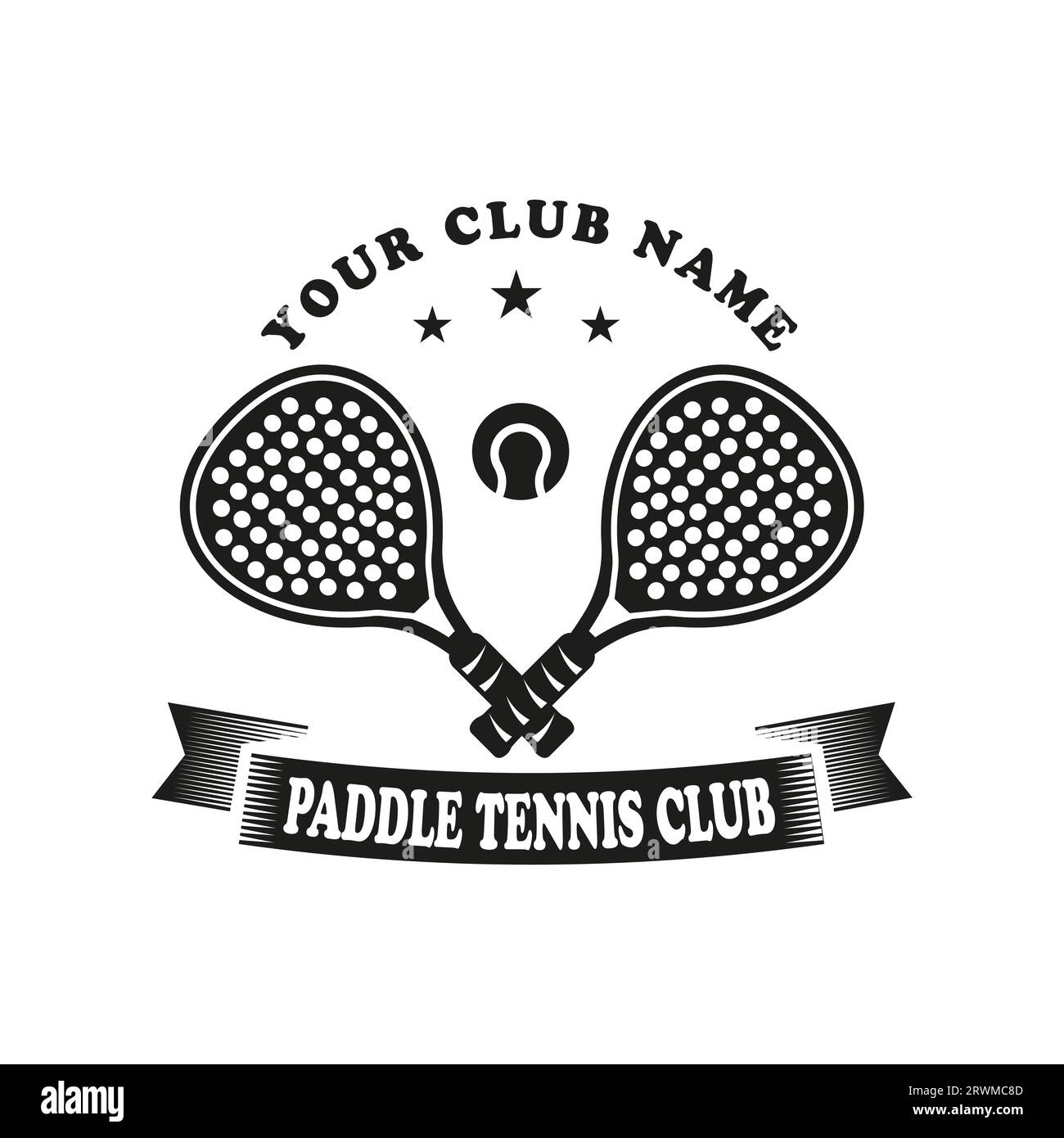 Vintage Paddle Tennis Club Logo, Paddle Racket Logo und Ball Logo Icon Vektor Stock Vektor
