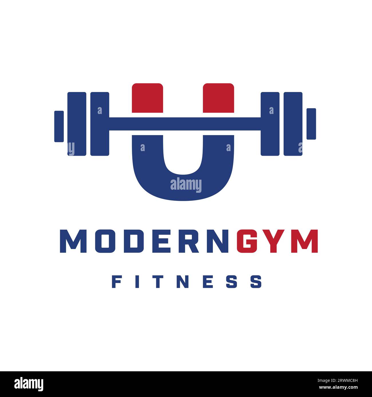 Fitness Gym Logo auf U-Brief Zeichen Logo Vorlage Hantel Kettle Bell Logotype Stock Vektor