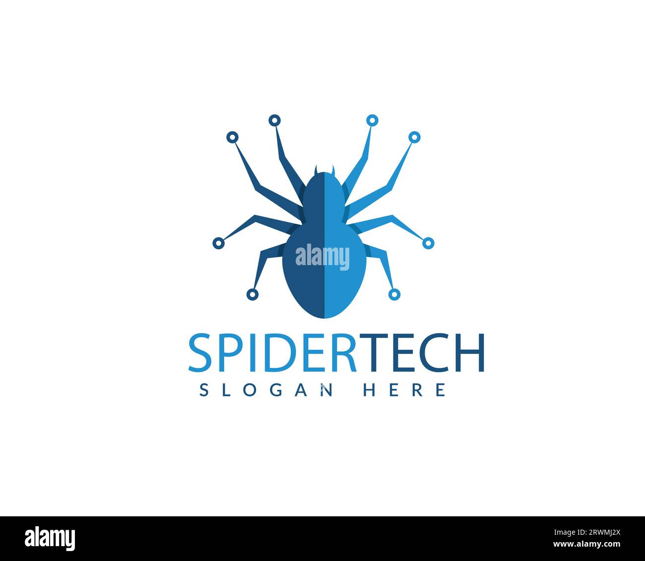 Vektorvorlage für das Design des Spider TECH-Logos. Design-Konzept für digitale Technologie-Logos. Stock Vektor