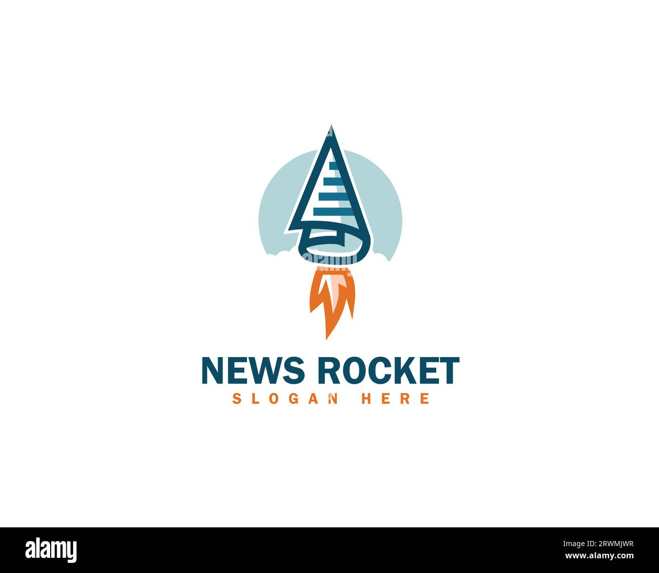 Nachrichtenpapier Rocket Logo entwirft Konzeptvektor, Raumschiff Logo entwirft Vorlage, Startup Logo Designs. Stock Vektor