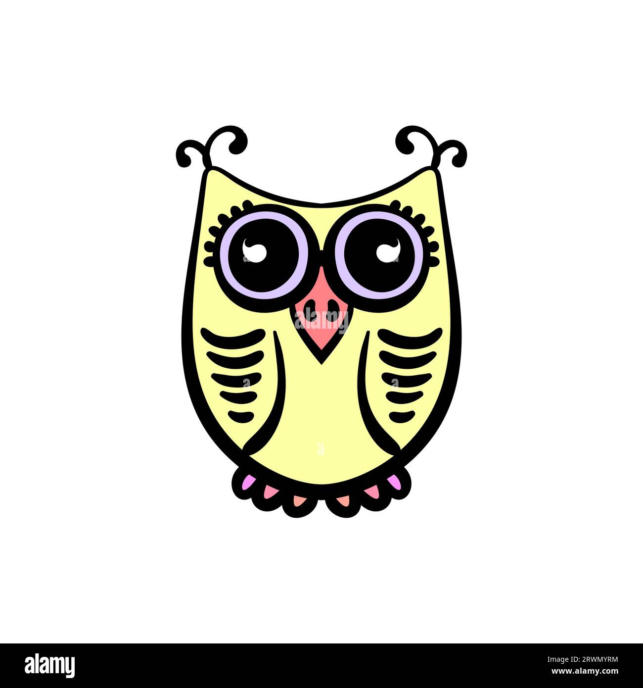 Vektor Hand gezeichnete Eule Doodle, isolierte Illustration Stock Vektor