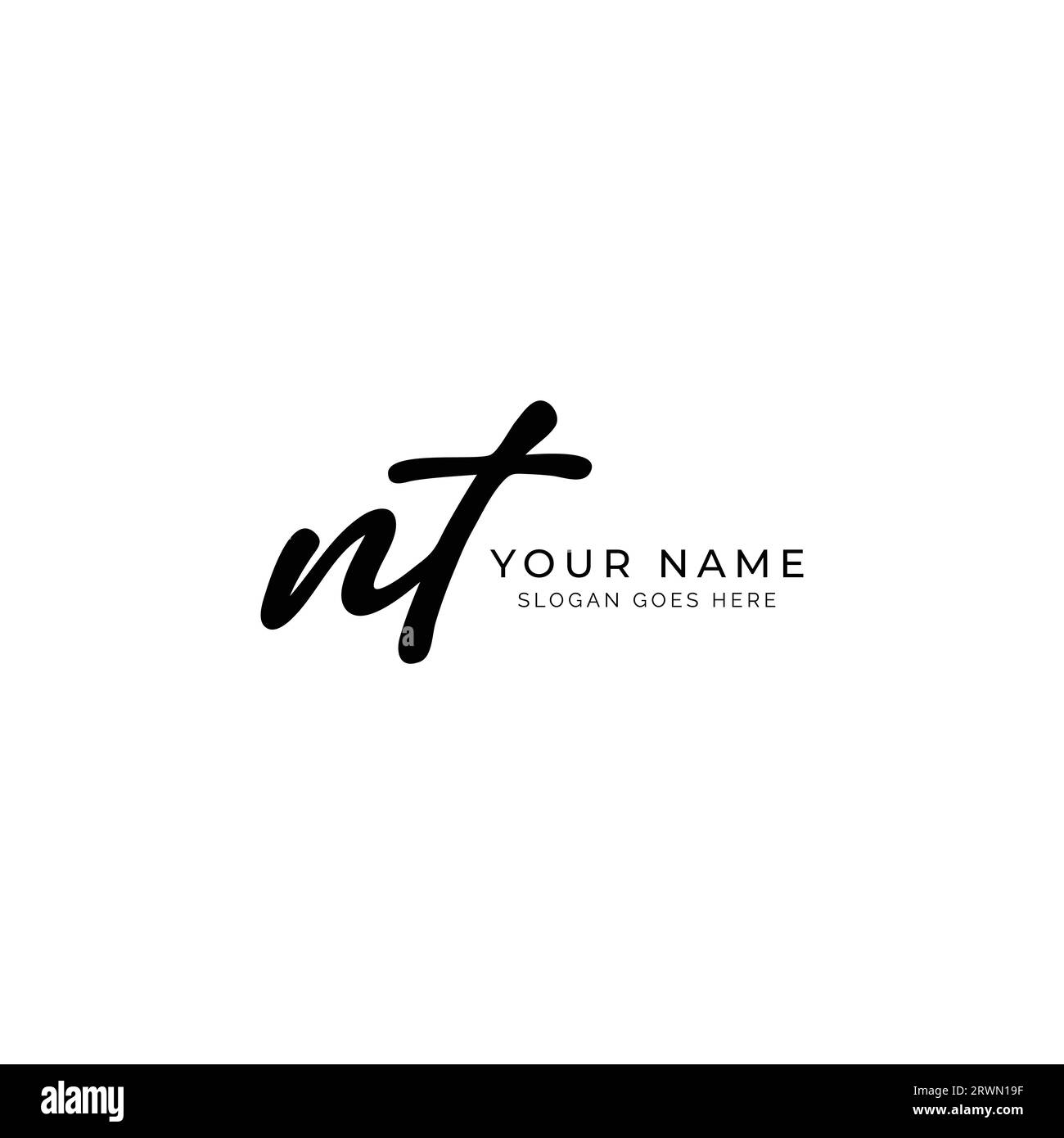 N, T, NT Anfangsbuchstabe handgeschriebenes und signiertes Vektorbild-Logo Stock Vektor