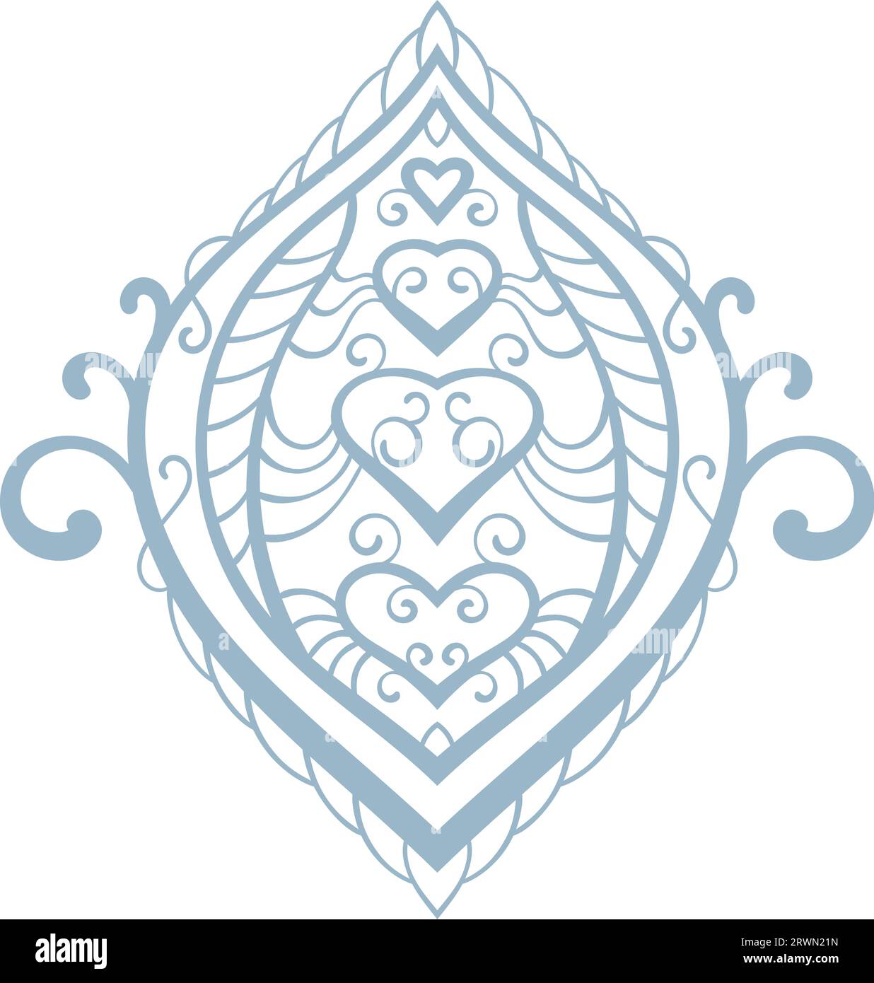 Verzierung mit Herz, isoliertes Designelement, Vektorillustration Stock Vektor