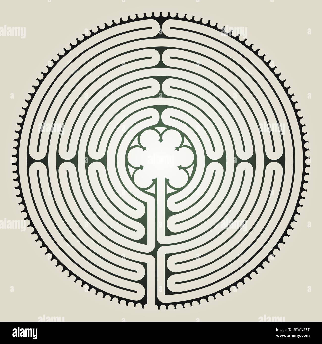 Labyrinth Kathedrale von Chartres Illustration Vektor - Symbolismus Meditationsgeschichte - Blumenmotiv - Heilige Geometrie Stock Vektor