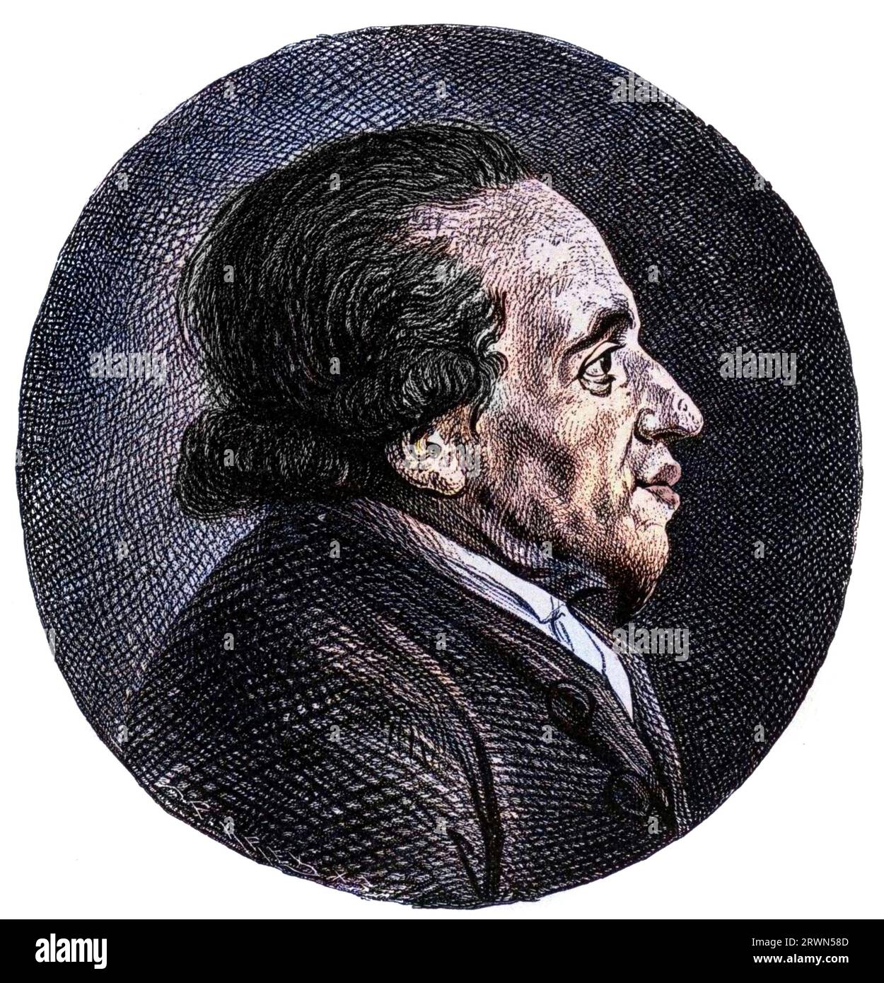 Porträt von Moses (Moise) Mendelssohn (1729–1786), Philosoph und Begründer des modernen Judentums. Großvater des Musikers Felix Mendelssohn. Stockfoto