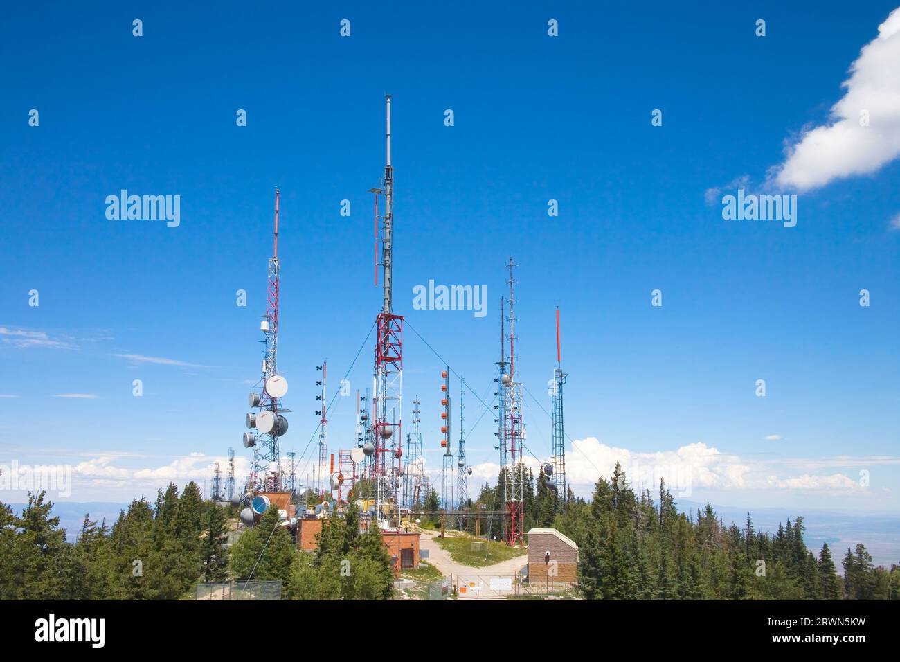 Kommunikationstürme und -Masten auf dem sandia-Gipfel albuquerque New mexico Stockfoto