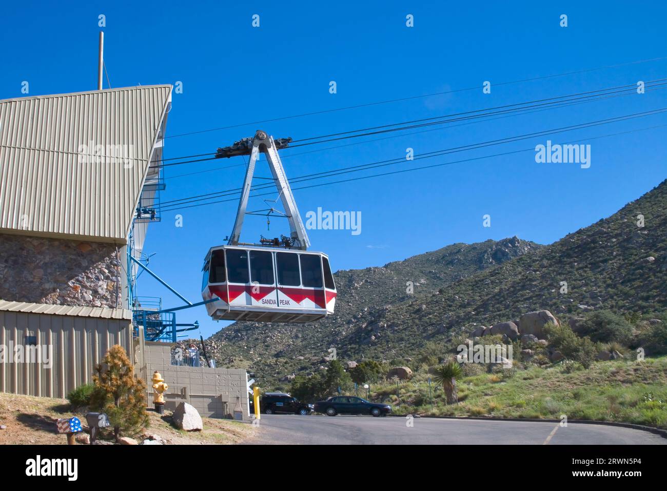Seilbahn zum Gipfel von sandia von albuquerque New mexico Stockfoto
