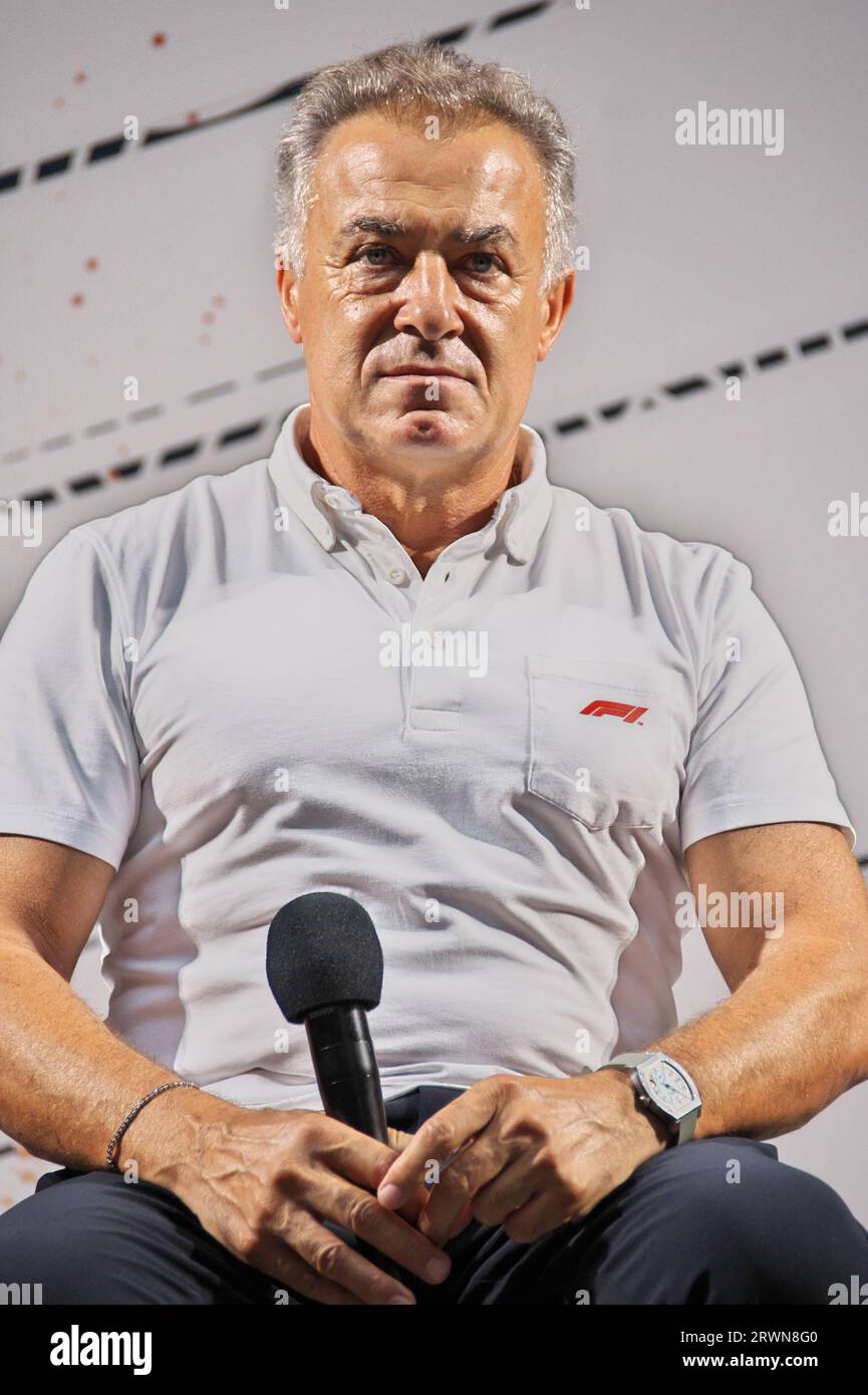 Tokio, Japan. September 2023. Der ehemalige F1-Fahrer Jean Alesi nimmt am Mittwoch, den 20. September 2023, an einer Veranstaltung zum F1 Japan Grand Prix „Formula 1 Tokyo Festival 2023“ in Kabuki-cho, Shinjuku in Tokio, Japan Teil. Foto von Keizo Mori/UPI Credit: UPI/Alamy Live News Stockfoto