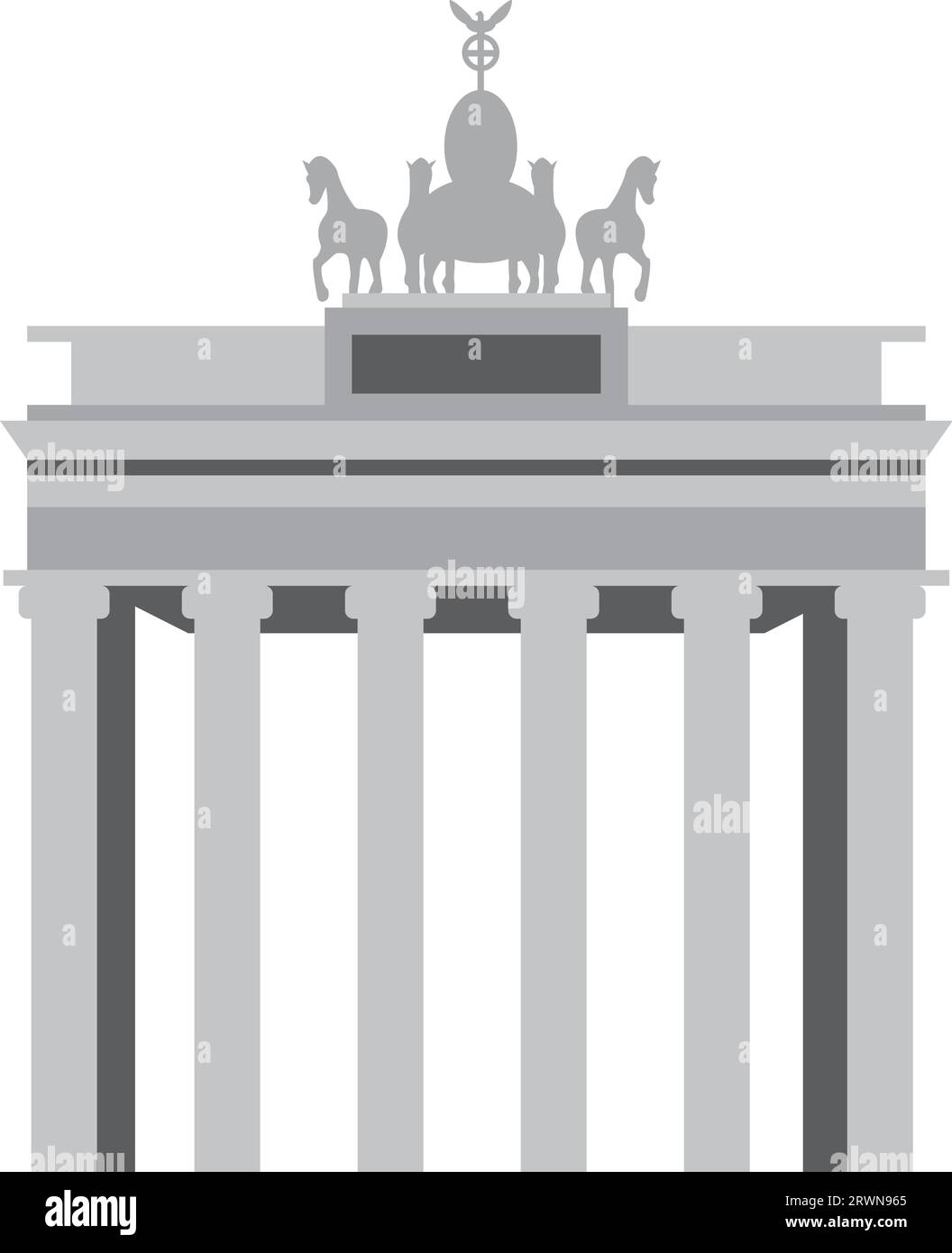 Einfache monochromatische Flachzeichnung des BRANDENBURGER TORS, BERLIN Stock Vektor
