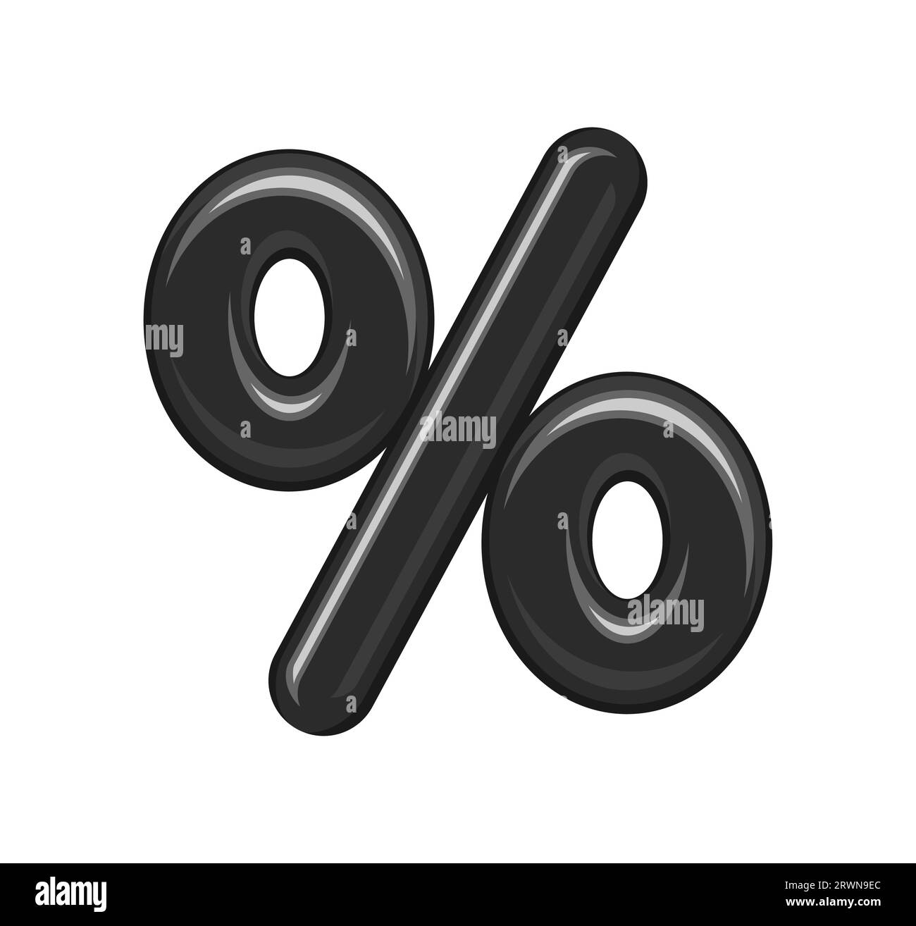 Schwarzer Ballon in Form eines Prozentzeichens isoliert auf weißem Hintergrund. Flache Vektorillustration Stock Vektor
