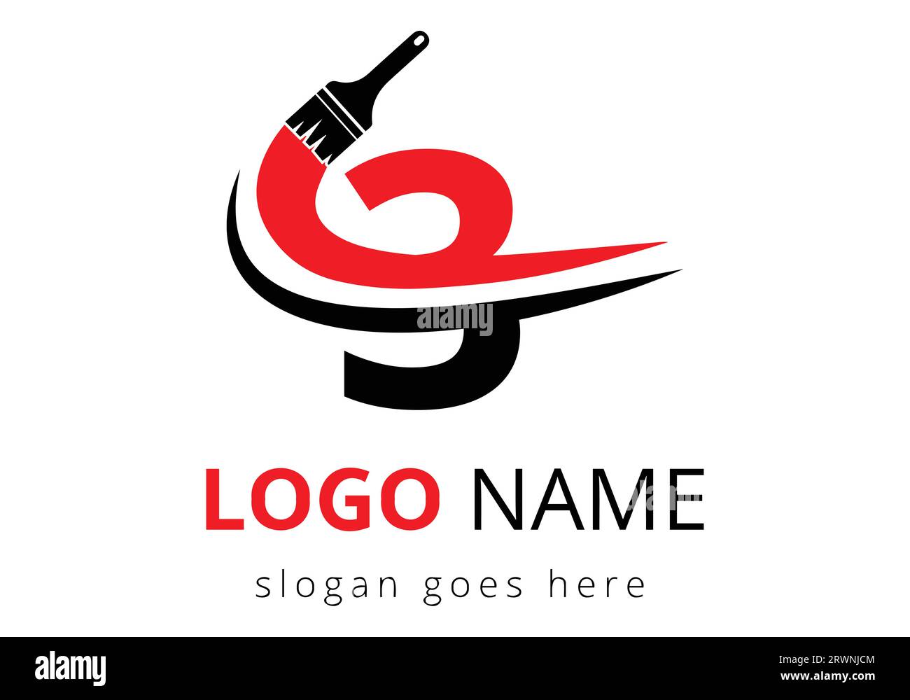 Design-Vorlage für das Logo des Malpinsels „Letter 3“. Konzeptvorlage Für Erstmalzeichen Stock Vektor