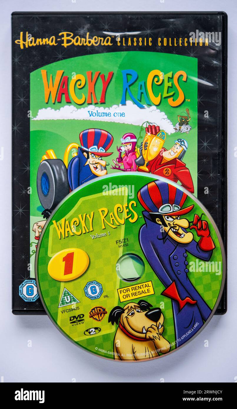 Cover des Bandes One DVD der animierten Kinderserie Wacky Races, die erstmals 1968 gezeigt wurde Stockfoto